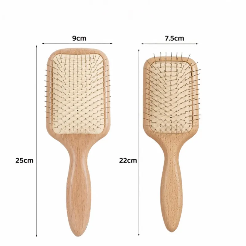 Wood Detangling Hair Brush With Anti Static Steel Ball-Tip Pins & Air Cushion Get A Cool And Refreshing Scalp Massage Sensation