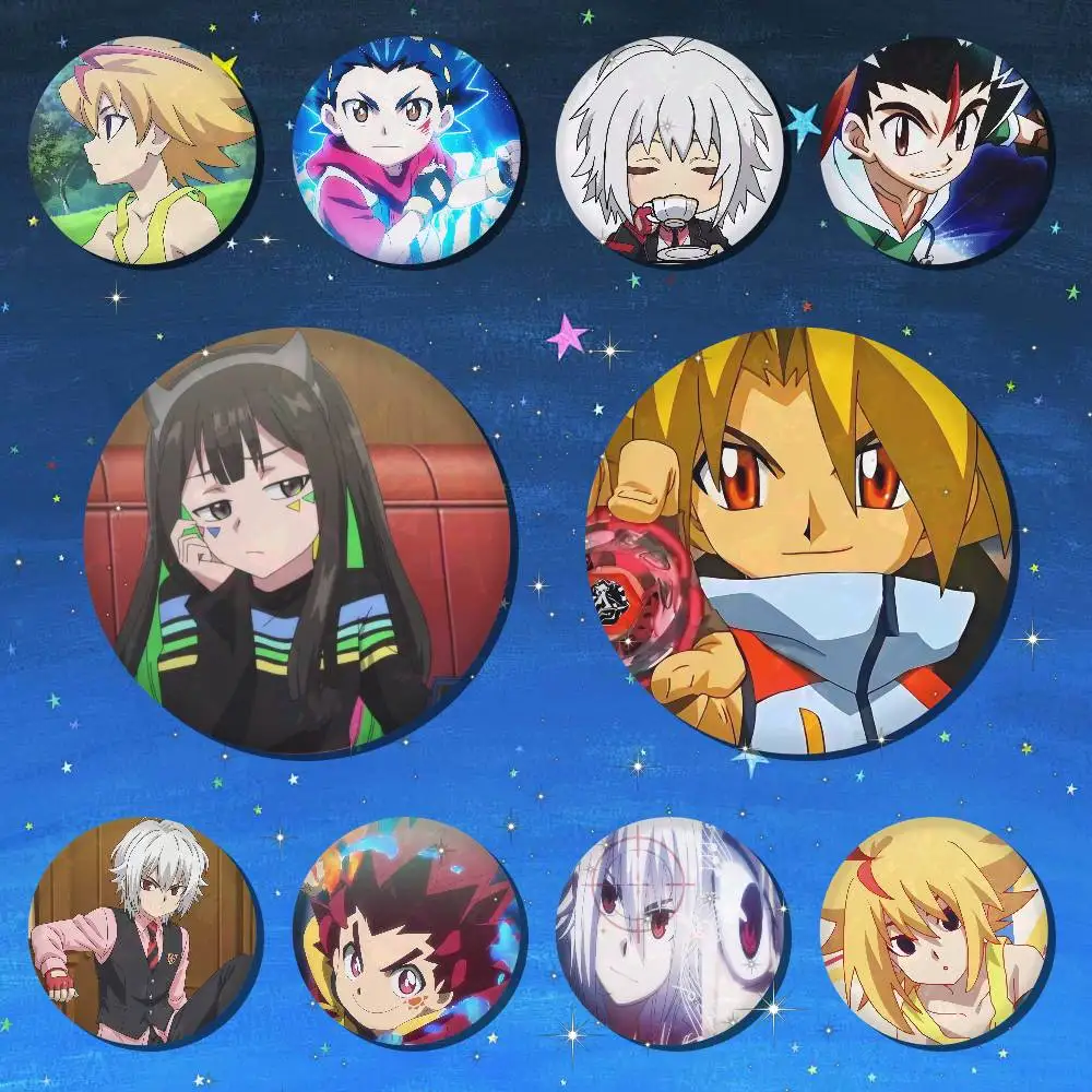 A-B-Beyba-lads-e X Creative Round Button Pins Badge Set  Anime Movie Music Pattern Brooches For Bags Jackets