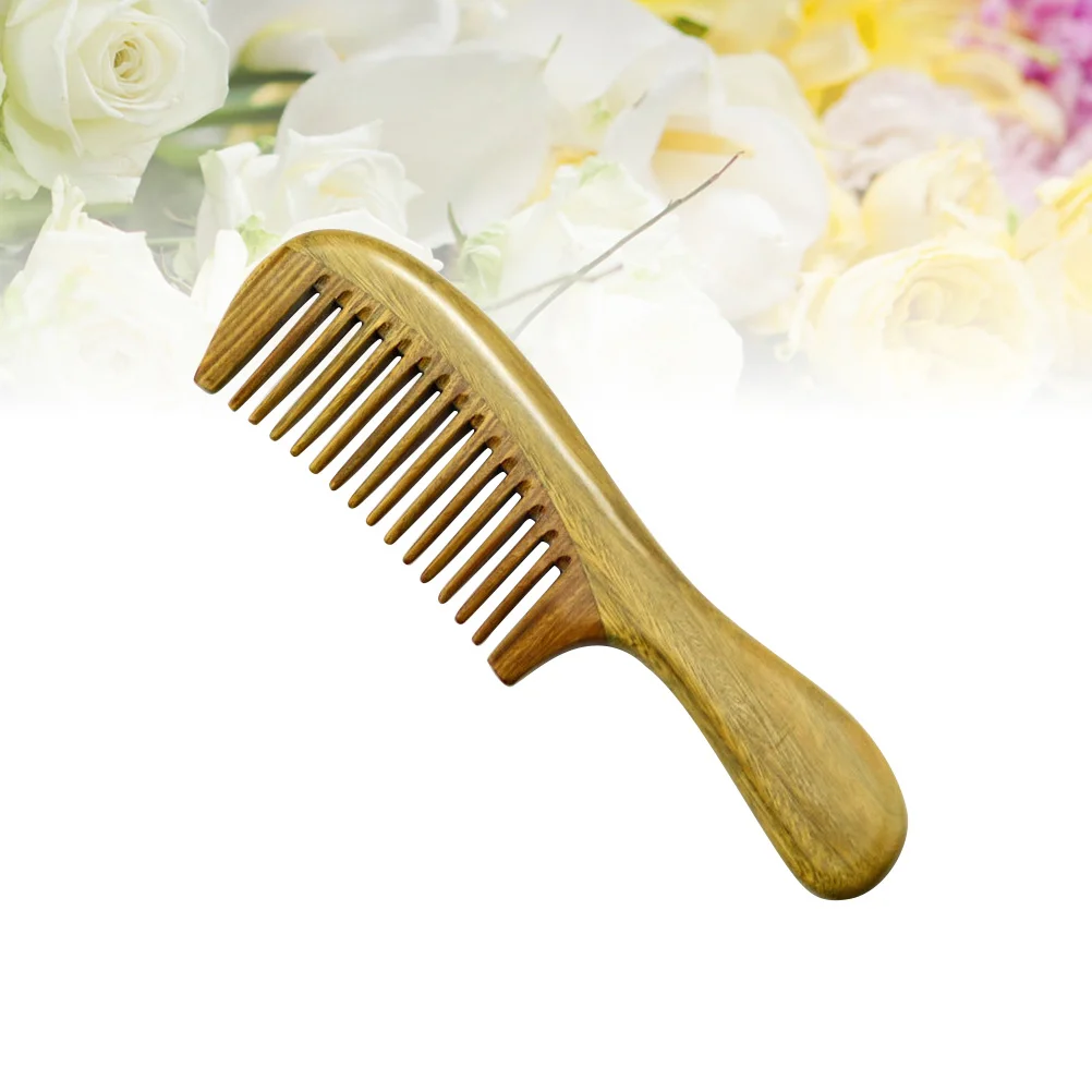 

Green Sandalwood Comb 20 Cm Natural Texture Anti-Static Hair Care Comb Massage Wooden Hair Comb for Scalp Stimulation