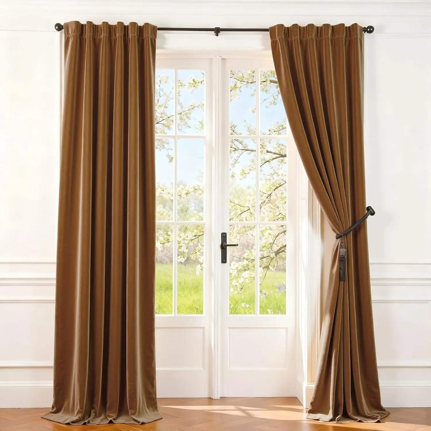 

Velvet Curtains Brown Blackout Curtains Thermal Insulated Drapes for Bedroom Living Room Darkening 120 Inches Extra Long