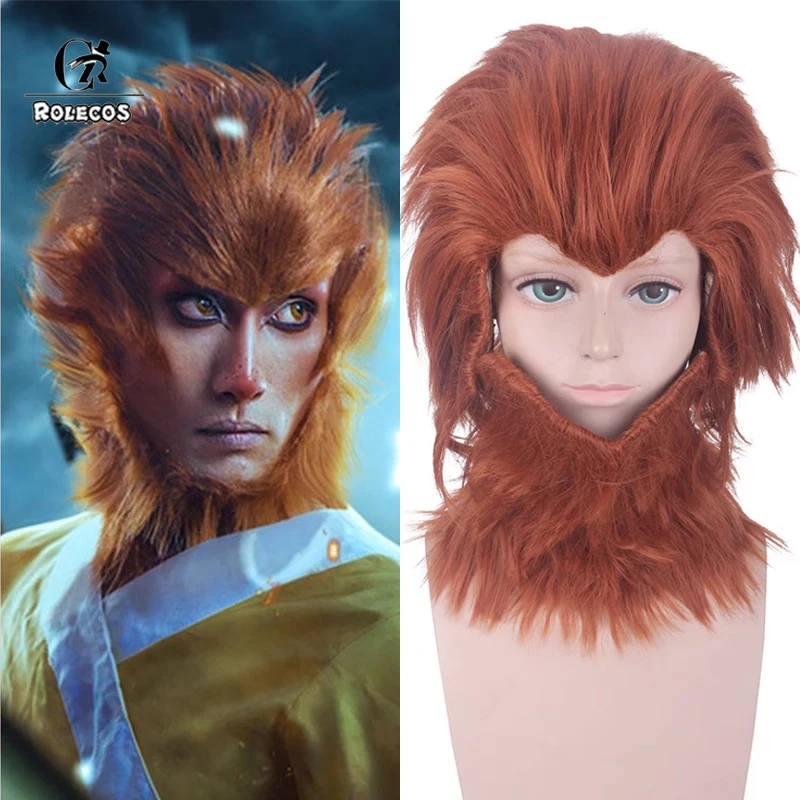 ROLECOS Game Black Myth: Wukong Cosplay Wigs Wukong Halloween Long Straight Red Brown Cos Wig Heat Resistant Synthetic Hair