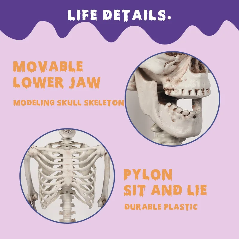 هالوين 2 متر جمجمة كبيرة زخرفة محاكاة الديكور الدعائم تعليم هيكل عظمي رجل غرفة سرية الهروب في الهواء الطلق هيكل عظمي ghos