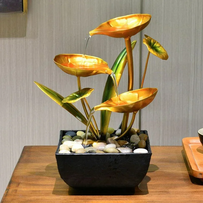 

Lotus Pond Moonlit Wealth Generating Flow Ornament Recirculating Water Living Room Office Opening Gift Table Decoration
