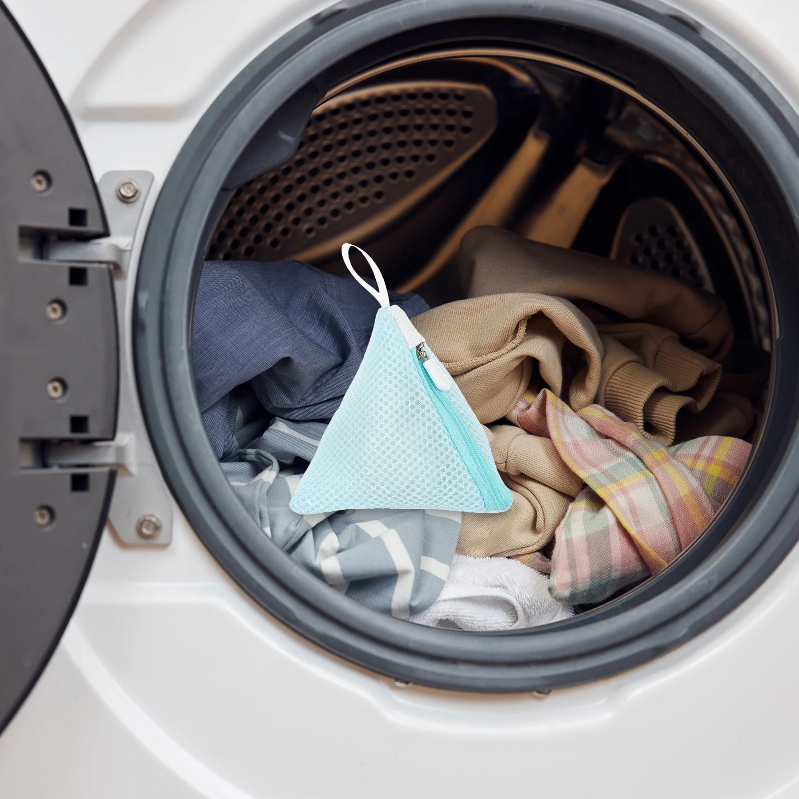 

2pcs Laundry Bags For Washing Machine Zippered Mesh Wash Pouches Triangular Small Socks Underwear Bras Protective Polyester Mesh