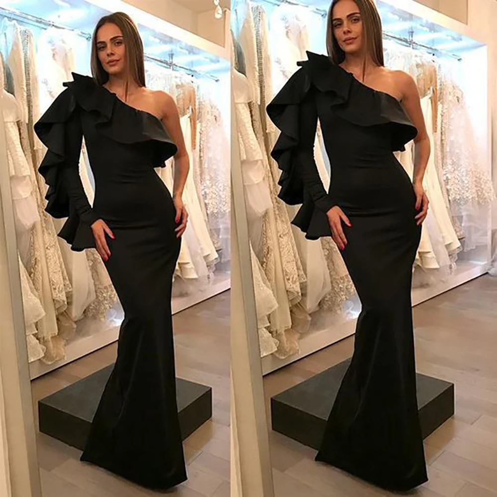 

Rocwickline New Summer and Autumn Women's Dress Sexy & Club Celebrities One-Shoulder Ruffles Sheath Elegant Vintage Slim Dress