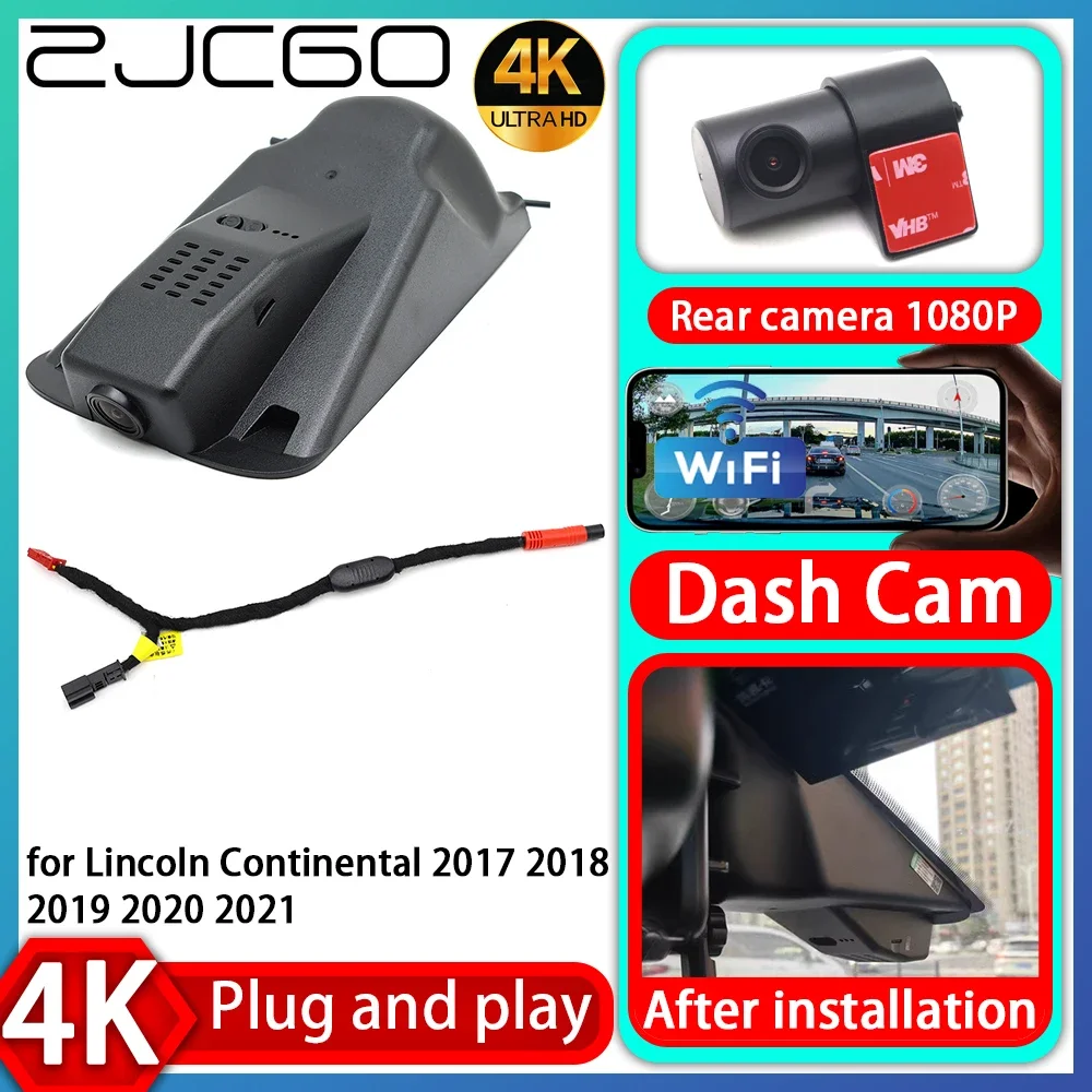 

ZJCGO UHD 4K 2160P Plug and Play DVR Dash Cam Video Recorder for Lincoln Continental 2017 2018 2019 2020 2021