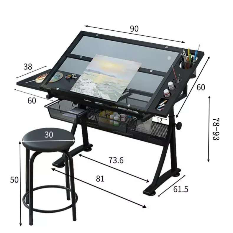 Entwurfstabelle Angle Adjustment Drafting Height Adjustable Artist's Study Table For Kids