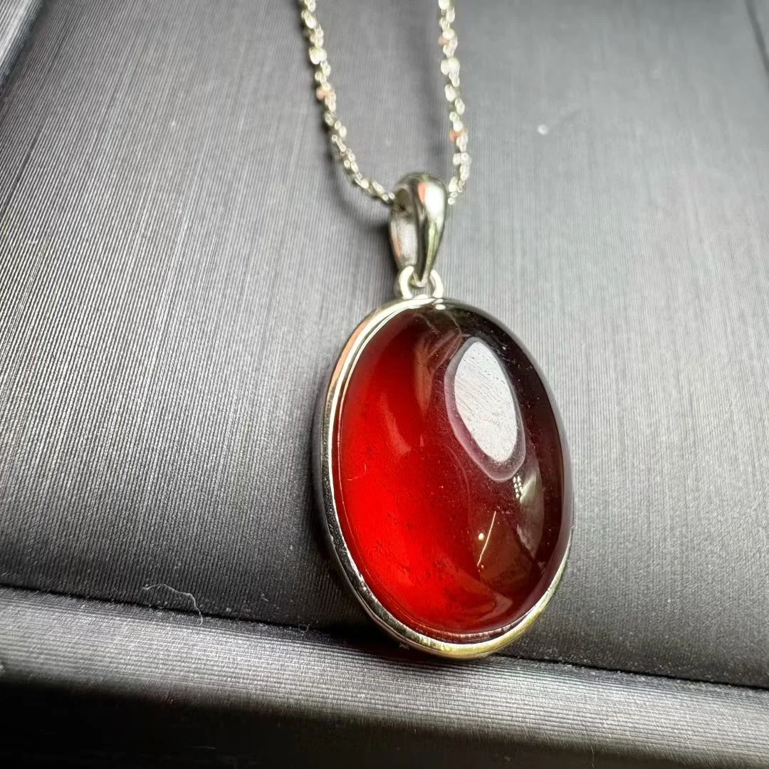 

1 шт. Fengbaowu натуральный гранат овальный кабошон кулон стерлингового серебра 925 пробы кристалл Рейки целебный камень ювелирные изделия подарок для женщин