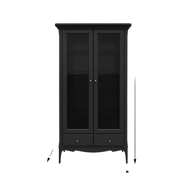 

American solid wood French light luxury modern simple black retro entrance wine cabinet