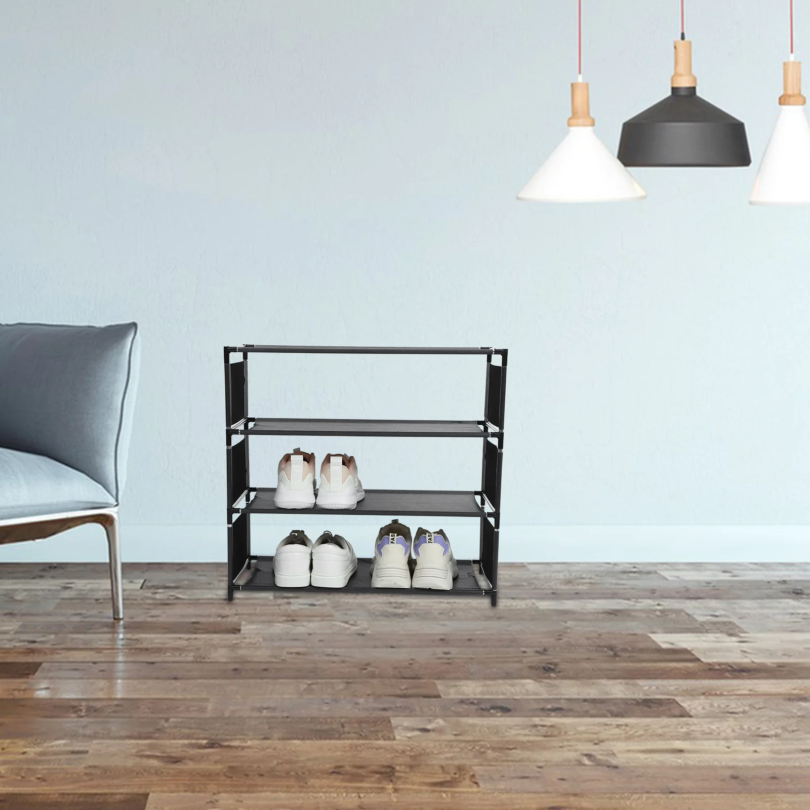 

Dust-proof Shoe Rack Decorative Organiser Multi-layer Storage Simple Floor Galvanized Steel Shelves