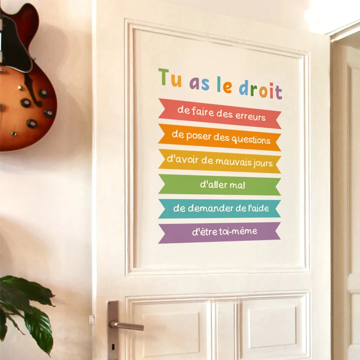 French Inspirational Words Wall Decal Child Development Wall Sticker Decor for Kids’ Room, Study Area or Learning Space