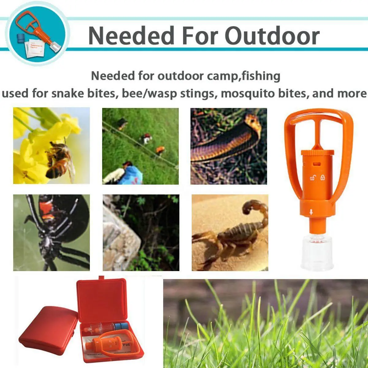 Gif Afzuigpomp EHBO Veiligheidskit Noodslangbeet Outdoor Camping Survival Tool Sos