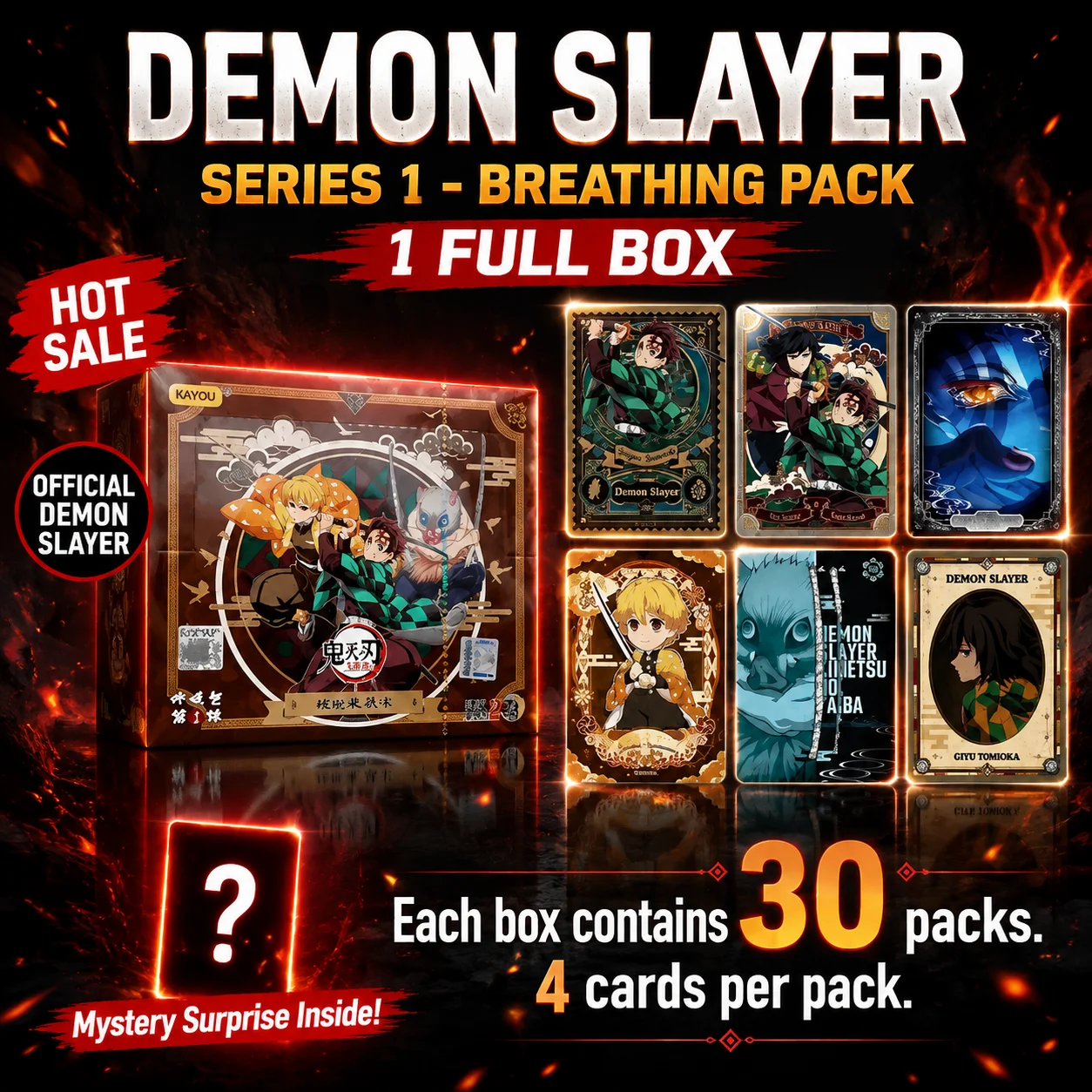 Official Genuine Kayou Anime Peripheral Demon Slayer Card Dawn Collection Card, Breathing Bag Holiday Surprise Gift For Fans