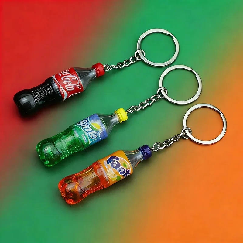 Creative Beverage Bottle Keychain Apparel Accessories Unisex 5 Styles Miniature Cool Hanging Trinket Party Friends Gift Keyring