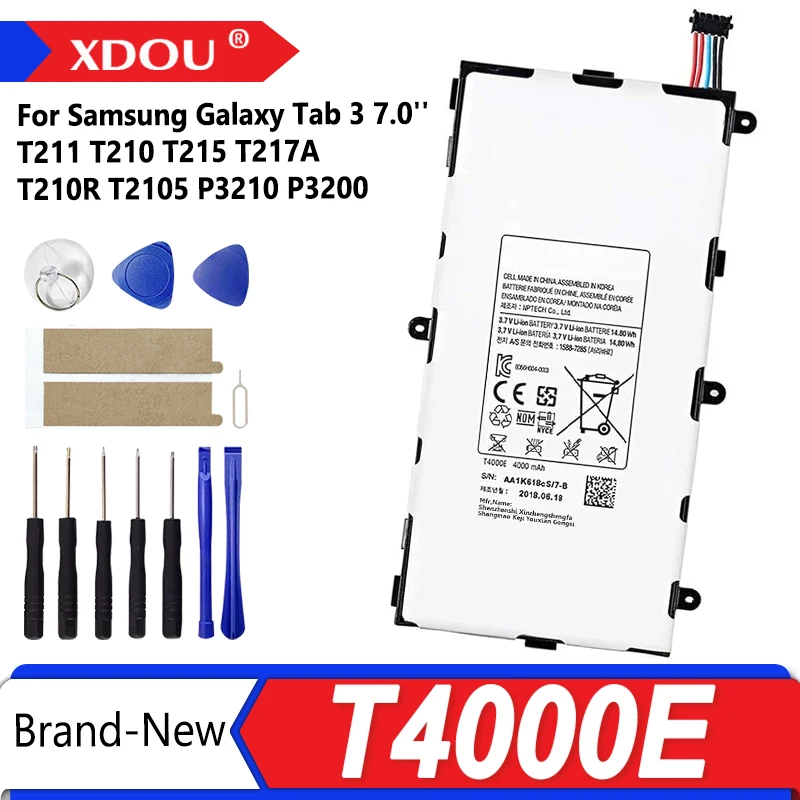 العلامة التجارية الجديدة اللوحي T4000E بطارية 4000mAh لسامسونج غالاكسي تبويب 3 7.0 ''T211 T210 T215 T217A T210R T2105 P3210 P3200