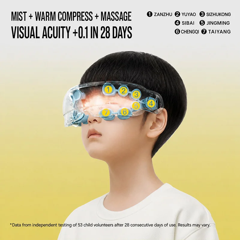PGG E5 Kids Eye Massager with Warm Compress, Ultrasonic Mist, Acupoint Massage and Bluetooth Music for Children