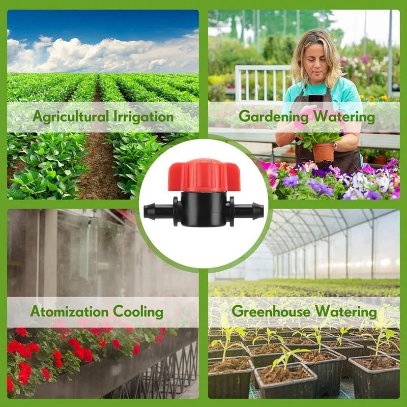 50 szt. 1/4 Cal zawór odcinający kolczasto-nawadniania kropelkowego zawór sprzęgający nawadniania kropelkowego zawór irygacyjny do 1/4 Cal rur