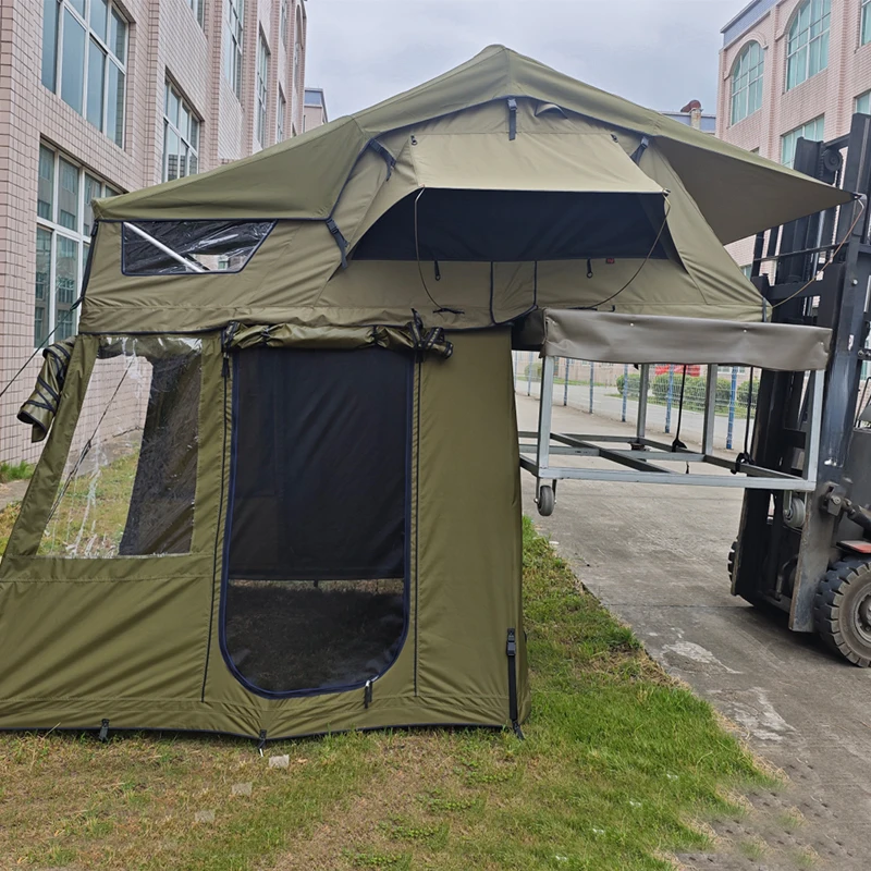 High-Quality Single-Layer Four-Season Extended Rooftop Tent with Skyview Window for 1-2 Person Outdoor Camping