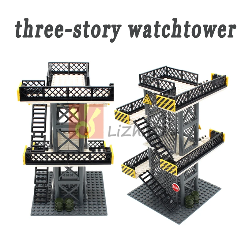 MOC Military Wire Mesh Scene Defense Watchtowers Command Bases Signal Towers Army Soldiers Figuren ​ Bausteine Ziegel Spielzeug – Detail 1