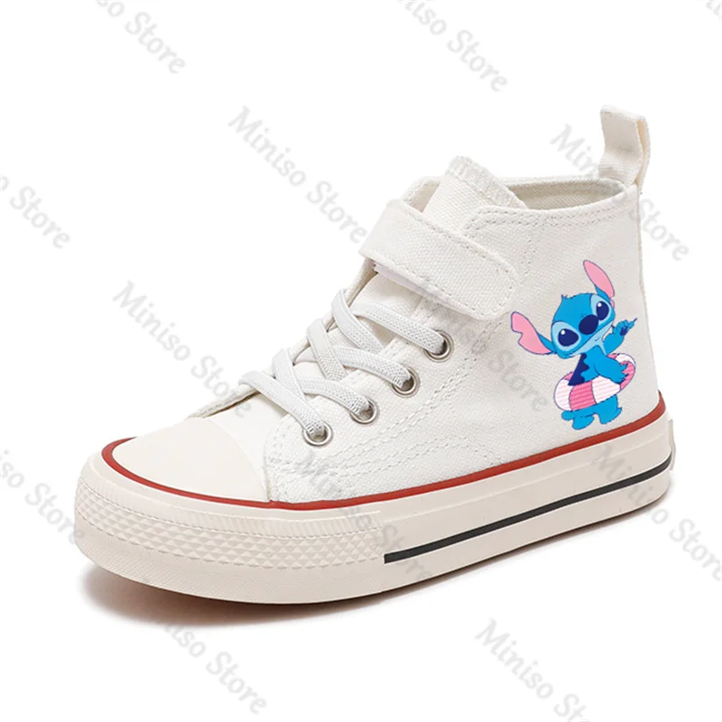 Girl Boys Kids Canvas Shoes Casual Cartoon Lilo Stitch Sport Shoes Children Fashion Print Shoes  white blackTennis Shoes 1030