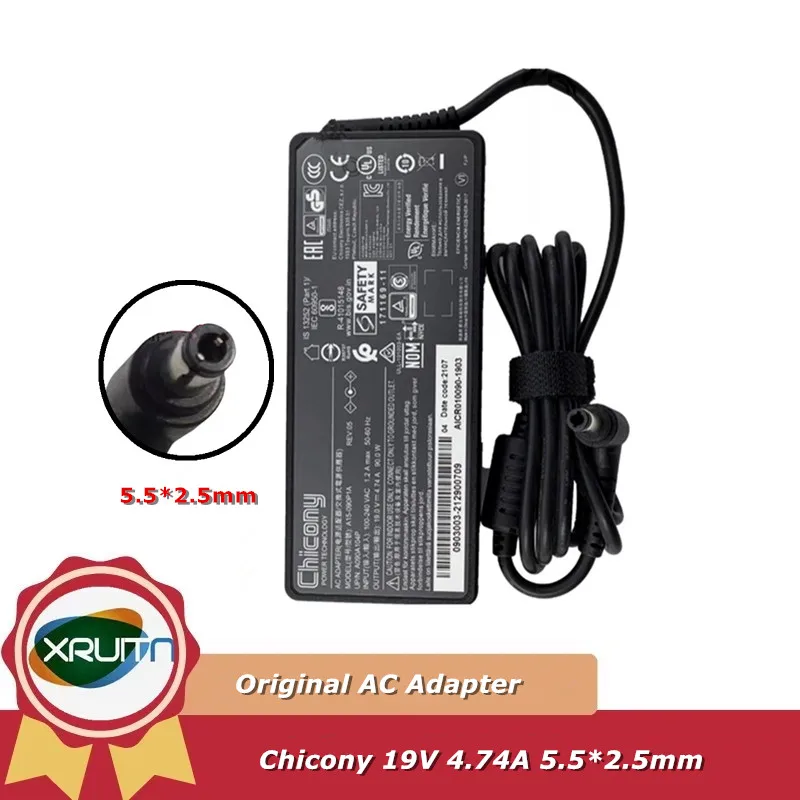 

Оригинальное OEM тонкое зарядное устройство Chicony 19 В 4,74 А 90 Вт A15-090P1A 5,5 мм * 2,5 мм для ноутбука LG E500 LGE50, оригинальный Puryuan