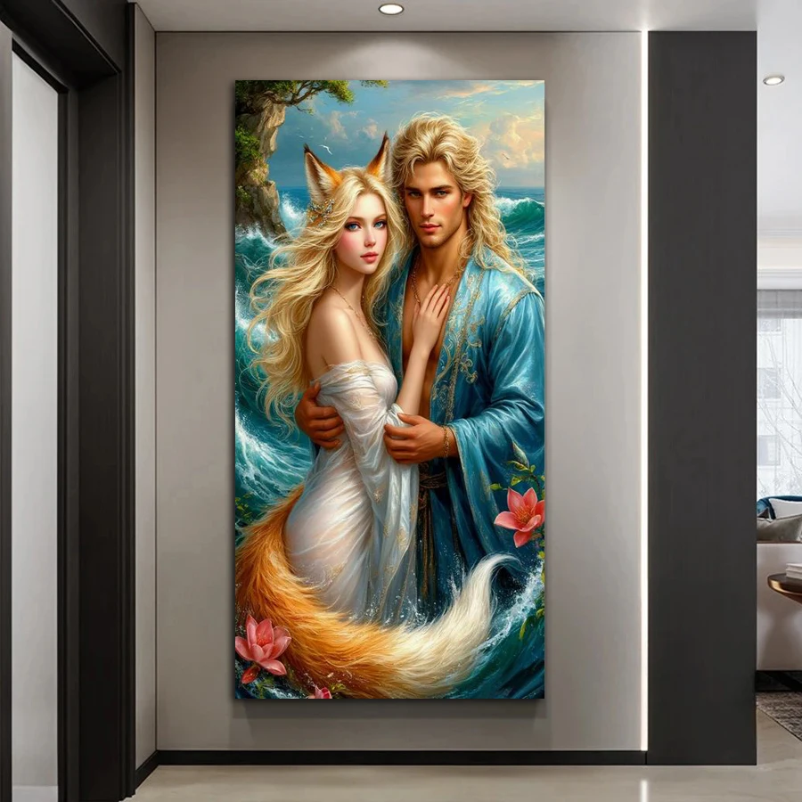 

Фокс Фея и Принц Большой Размер Diy Мозаика Вышивка Фотографии Алмазная Живопись Любители Полные Ювелирные Изделия Наборы Для Вышивки Крестом 50x100 см