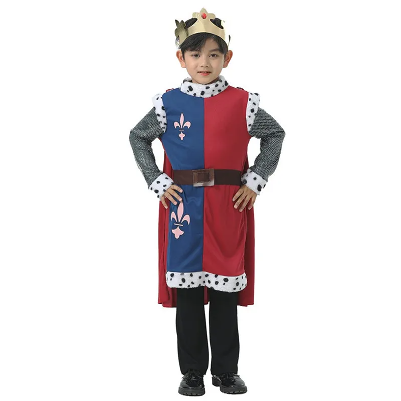 

Halloween Medieval King Knight Costume Children's Children's Day Stage Performance Retro Court Outfit Polyester Fiber 100%