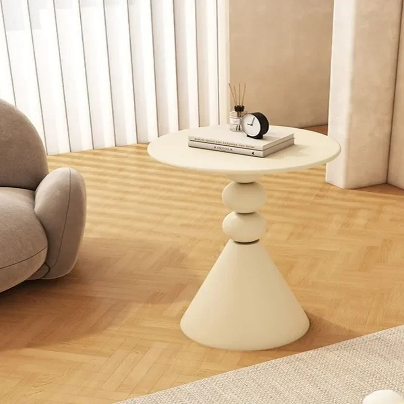 Scandinavian Round Coffee Table, Cream Living Room Accent, Creative Sofa Side Table, Simple Home Furniture