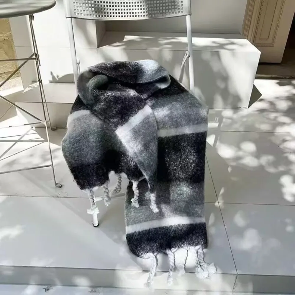 

Новый теплый шарф, мягкая ветрозащитная шаль, градиентный цвет, мохеровые шарфы, нагрудник, осень и зима