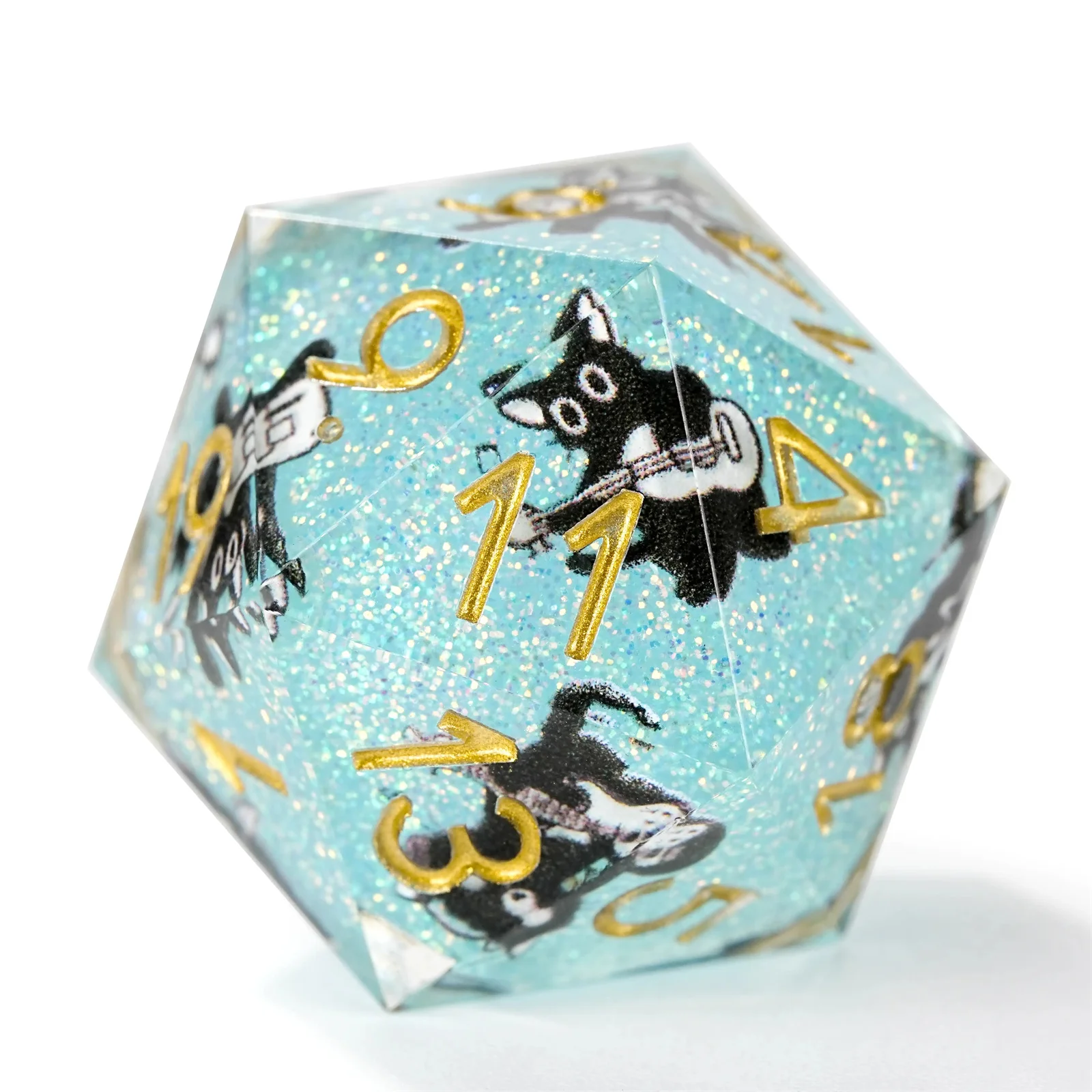 

1-7Pcs DND Cyan Cat Cute Cat Resin Dice Set Multi-sided Polyhedral Dice for D&D Game COC Role Playing RPG Table