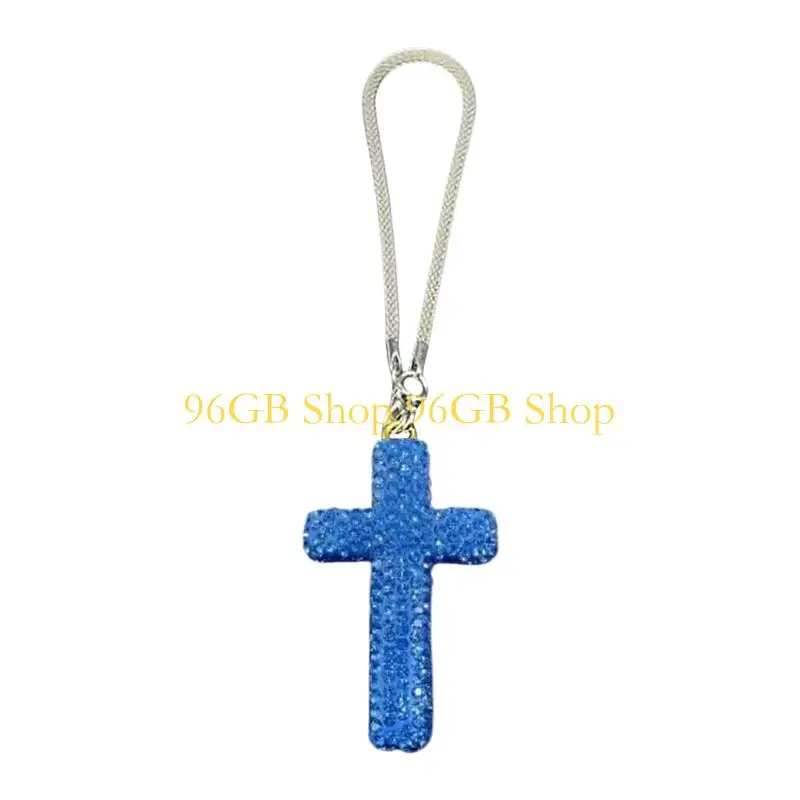 96GB Fashionable Clay Crucifix Hanging Ornament With Rhinestones For Auto Decoration And Spiritual Display