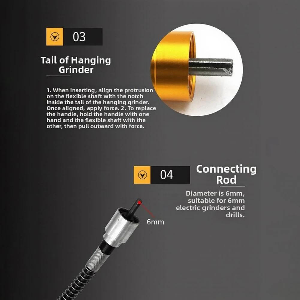 Chuck Flexible Shaft Tool Designed for Electric Drill Grinder with Handle High Strength Aluminum Metal Body 14x4x3cm Gold