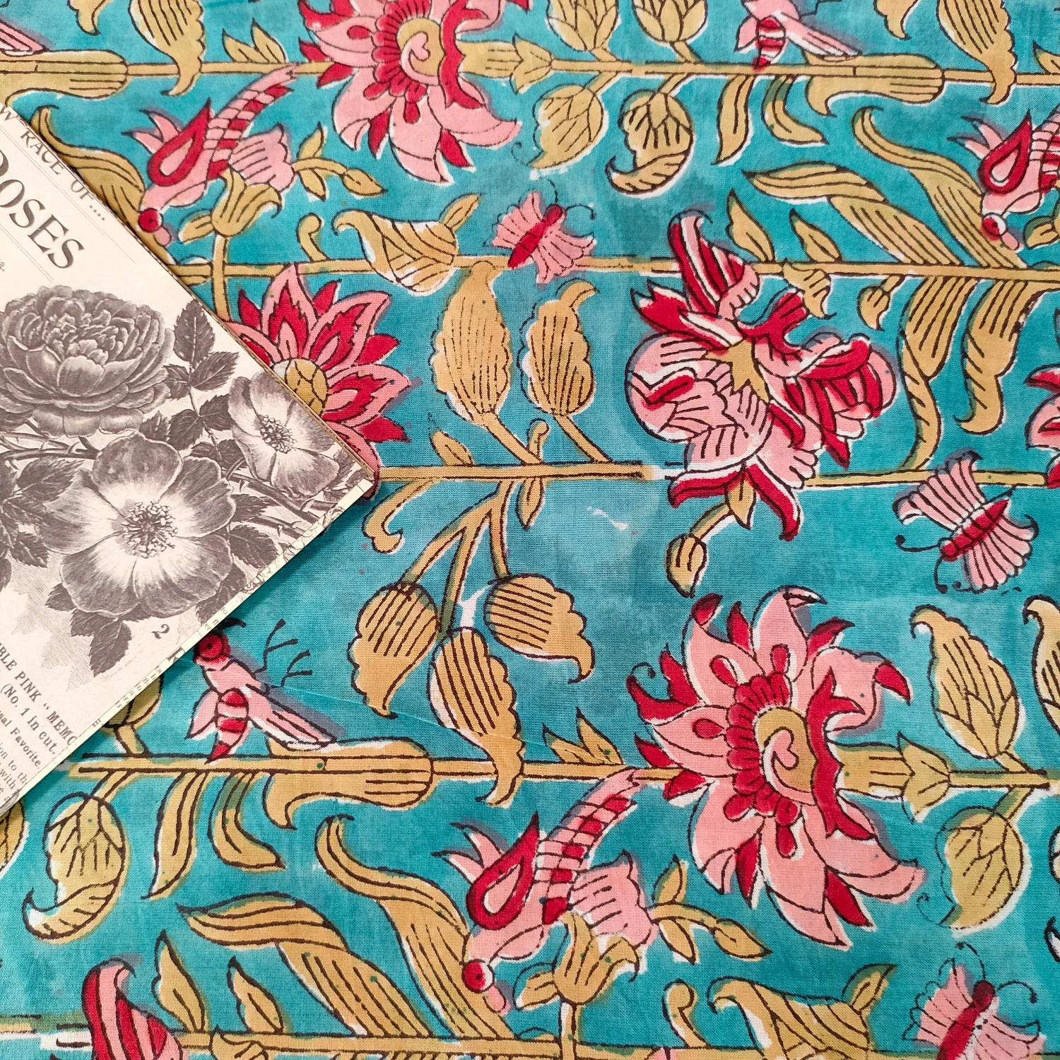 

Ткань из 100% хлопка с индийским блочным принтом ручной работы (0,5 м/1 м/1,5 м/2 м) для шитья, квилтинга, рукоделия и изготовления сумок