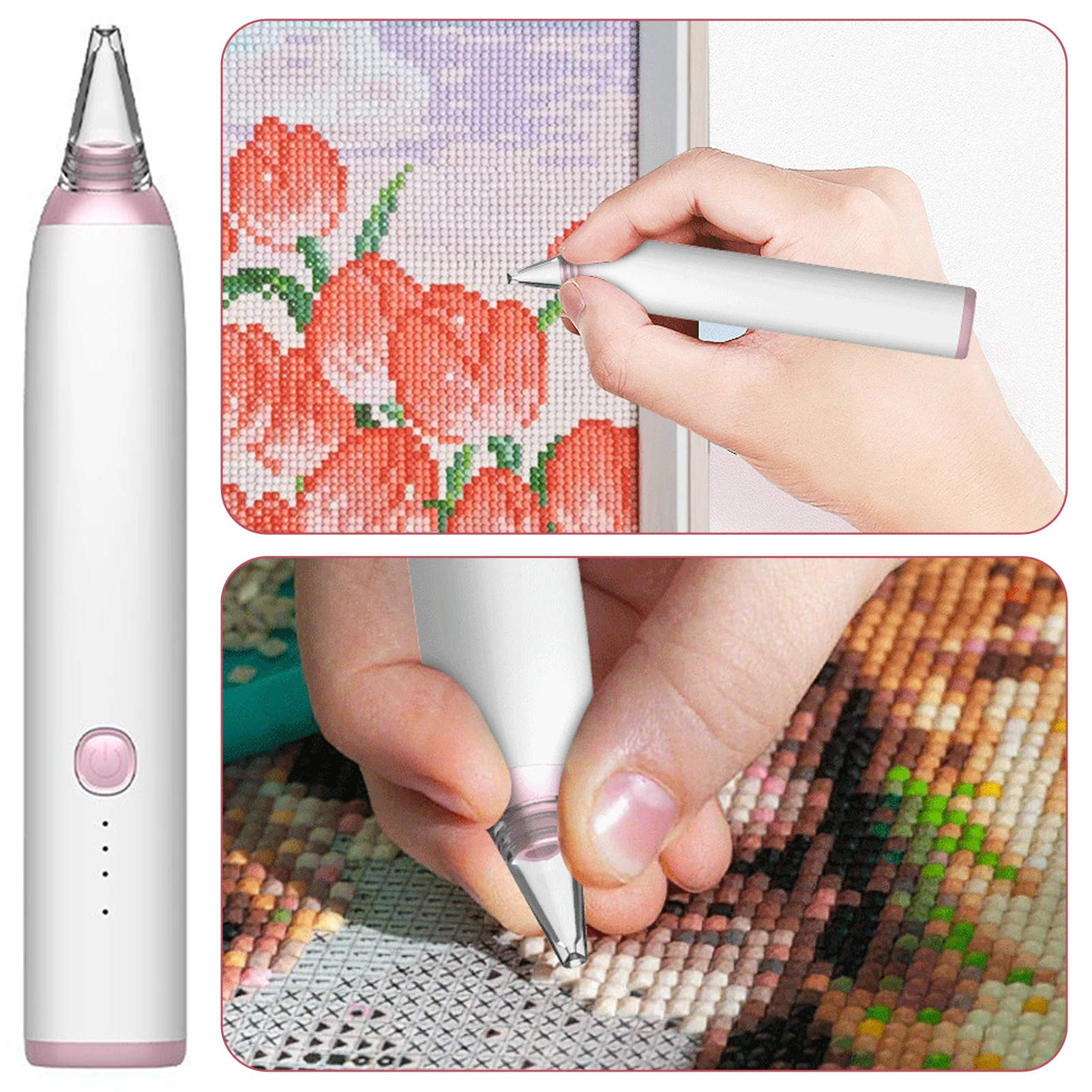 Electric Diamond-Painting Pen USB 3 Levels Portable Wireless Diamond-Art Vacuum Pen Diamond-Art pen Tool for Beginners DIY Craft