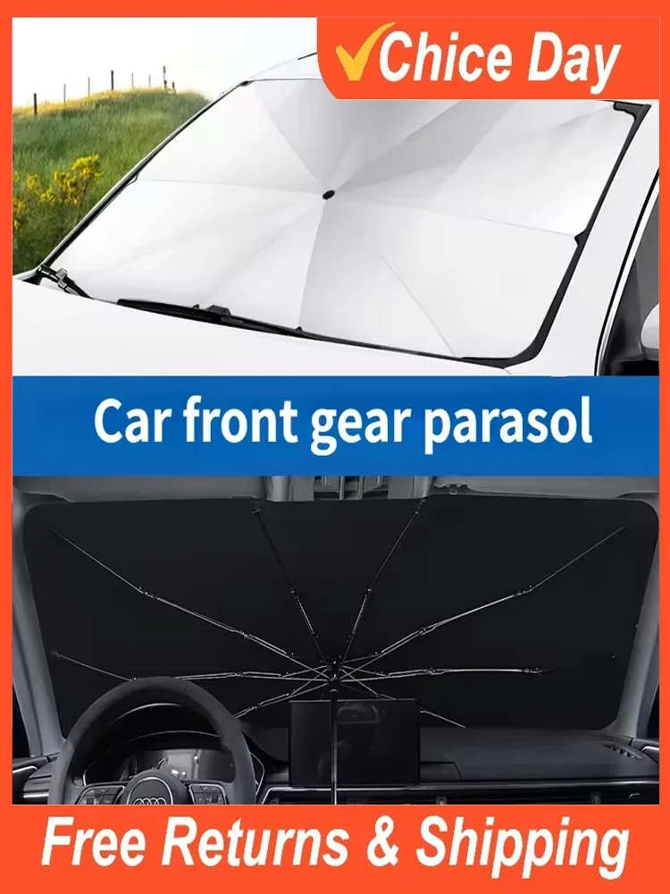 Car Sunshade Umbrella Front Windshield Silver Glue Sunshade Umbrella Uv Resistant Folding Umbrella Sunscreen Accessories Amagi