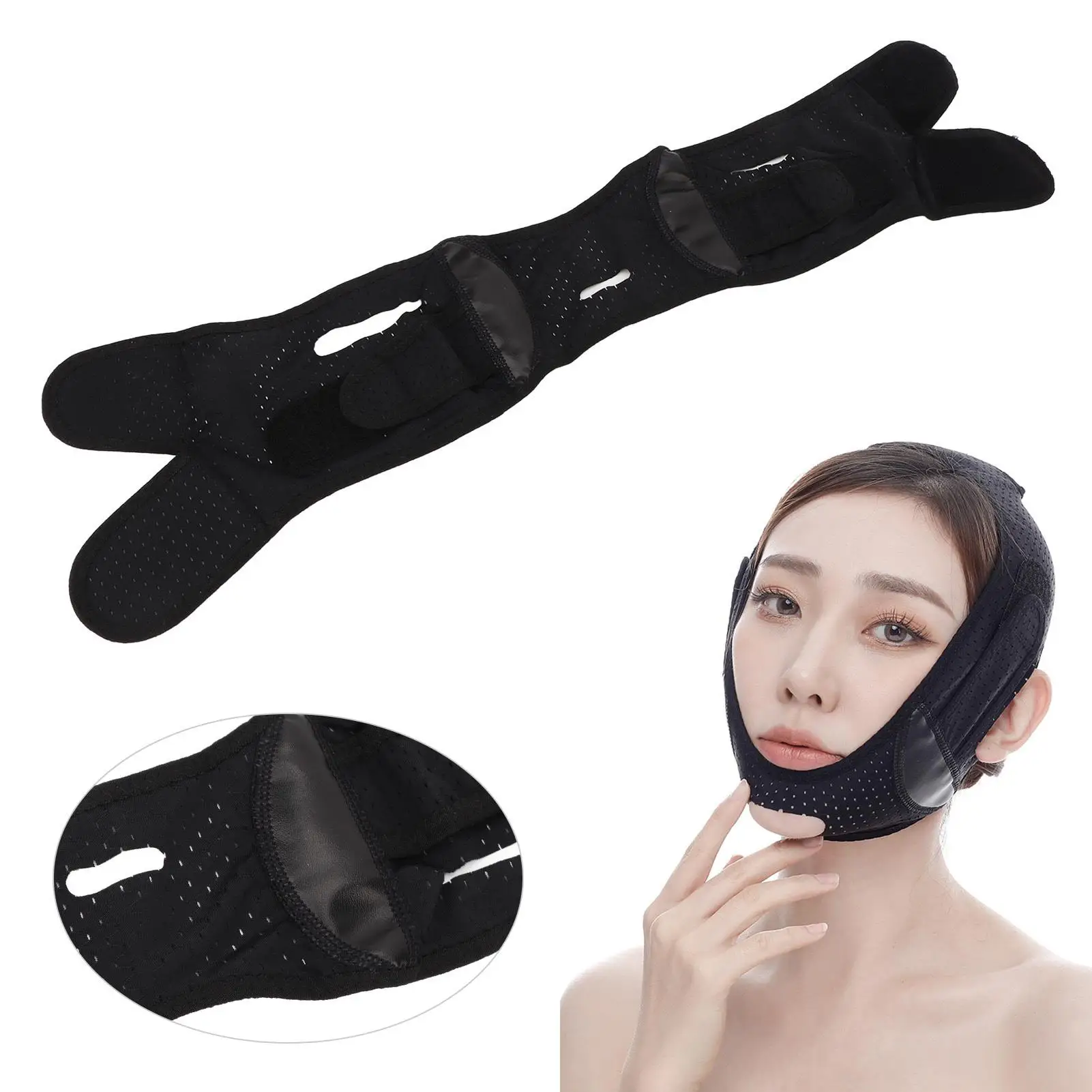 Breathable V Face Lifting Band - Skin-Friendly Facial Slimming Strap for chin & Cheeks - Ideal for Sleep