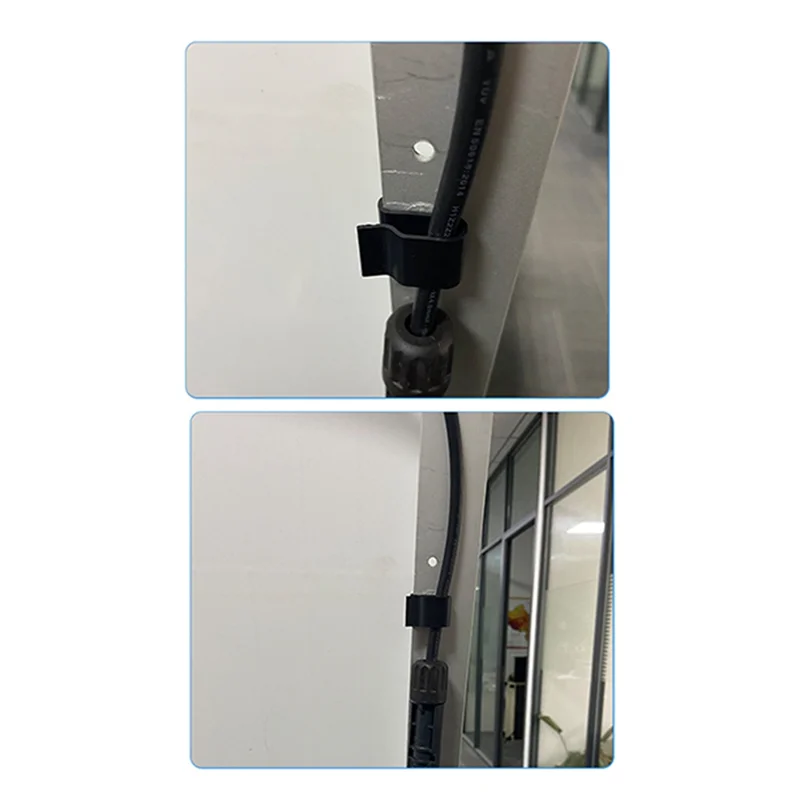 VEHO-100PCS مشابك أسلاك لوحة الطاقة الشمسية الكهروضوئية مشبك كابلات PV لقوس الإطار الشمسي مع نطاق 1.0 مم - 3.2 مم أسود
