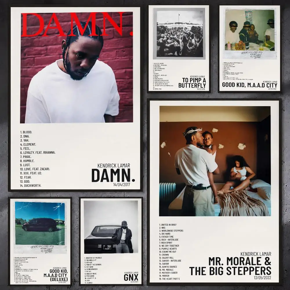 K-Kendrick Lamar Rapper Album Poster Waterproof Sticky Wall Art Print For Bedroom Living Room Hallway Bar Home Decor