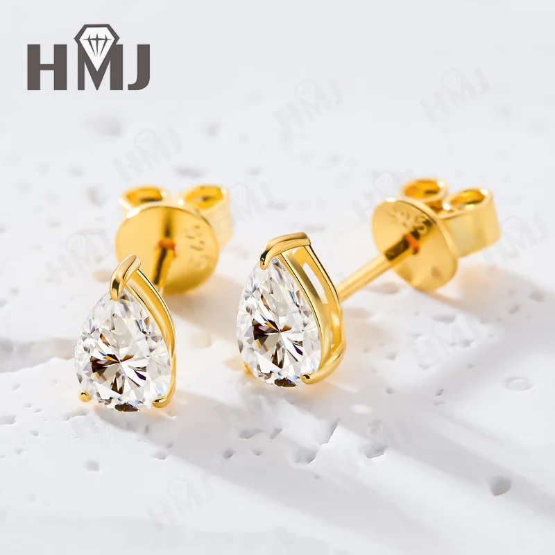 

1/2/4/6Carat Pear Shape Real Moissanite Earrings with Certificates 925 Silver Pear Cut Lab Diamond Stud Earring for Women Men