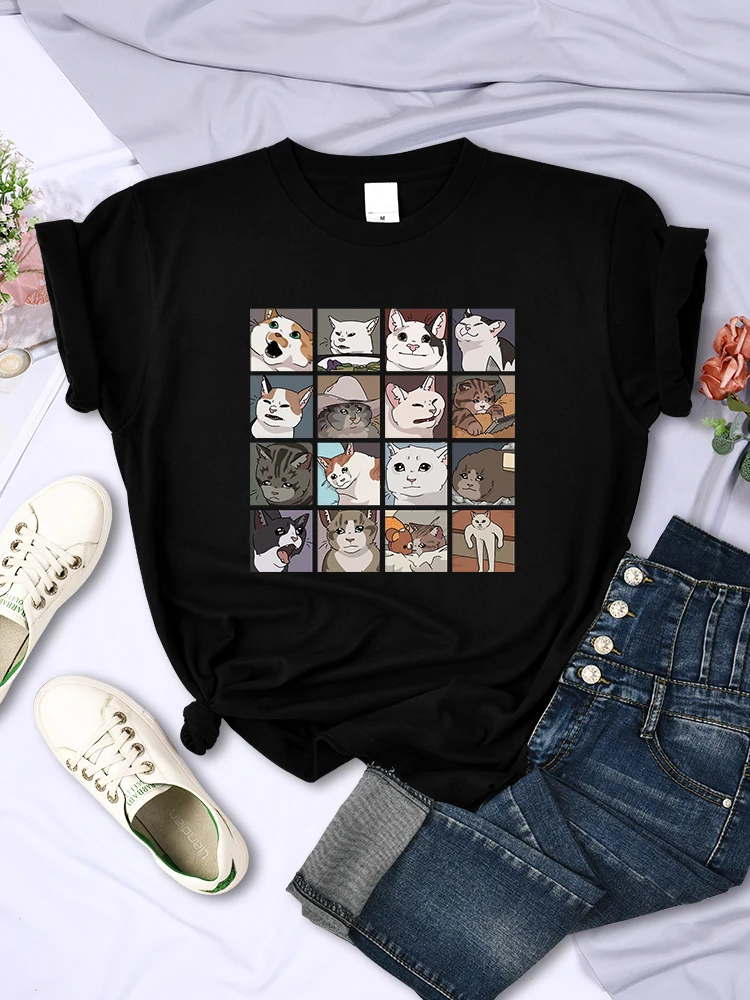 Animal Dog Cat Printing Women Tee Shirts Trendy Summer Clothing Harajuku Sport Style Tops Multicolor Casual Female T-Shirt