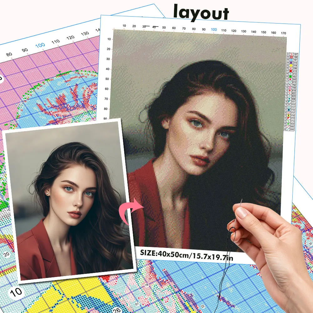 Photo Custom Cross Stitch 11CT Embroidery Kits DIY Printed On Canvas Painting Needlework Set Home Decoration