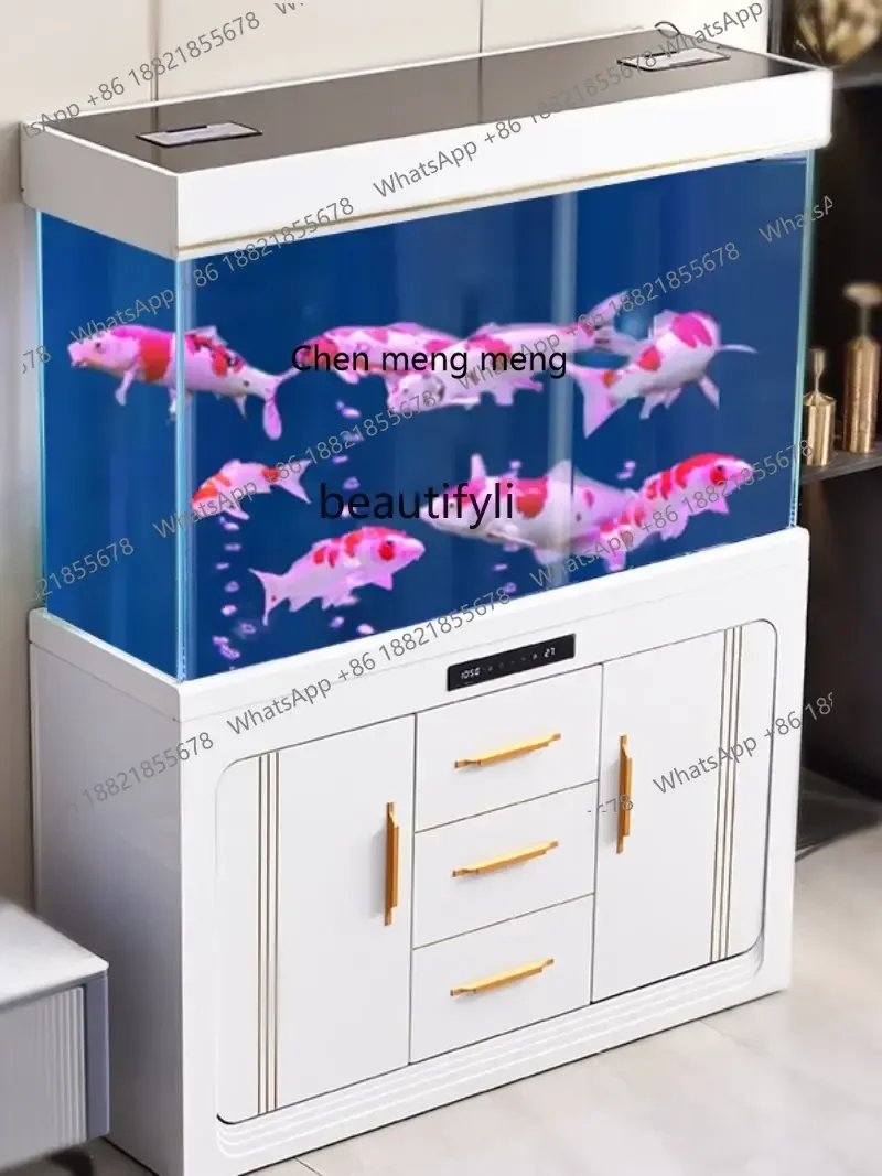 cc1820Square Dragon Fish Tank Super White Glass Bottom Filter Change Water Ecological Landscape Aquarium Living Room