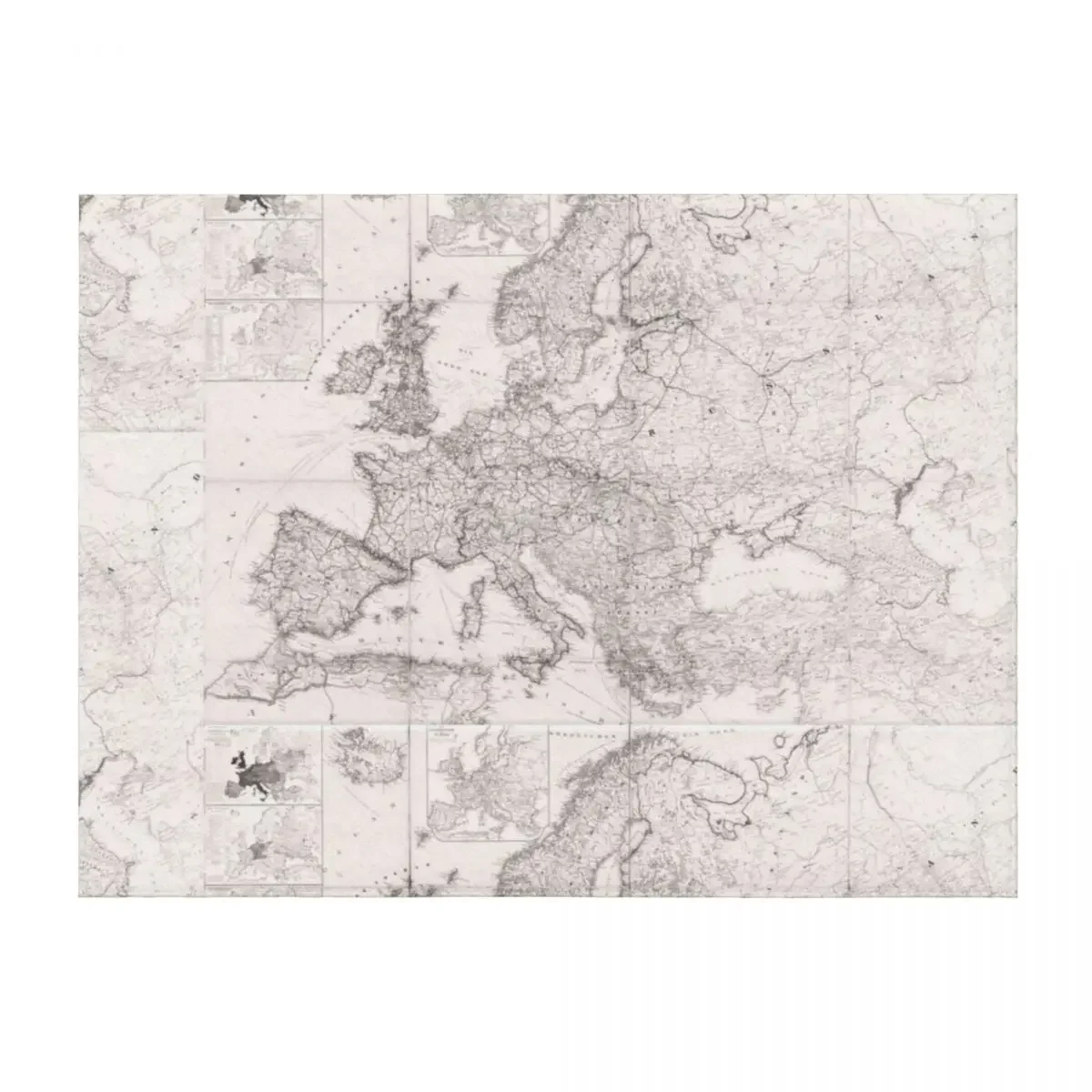 

Vintage old map of Europe. Ancient white and black map Throw Blanket blankets ands Blankets For Baby decorative Blankets
