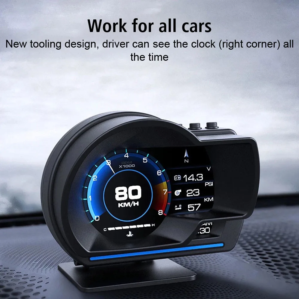 

Universal BeiDou GPS Car Head Up Display With Multiple Alarm Functions Altitude Date Speedometer HD Display Screen