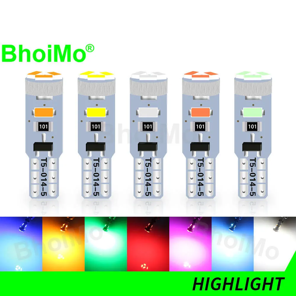 

BhoiMo 8PCS Non Polar T5 Instrument 73 74 2721 Dashboard Led Bulb W3W 3014 Plate Panel Neo Wedge Indicator Car Light Signal Lamp