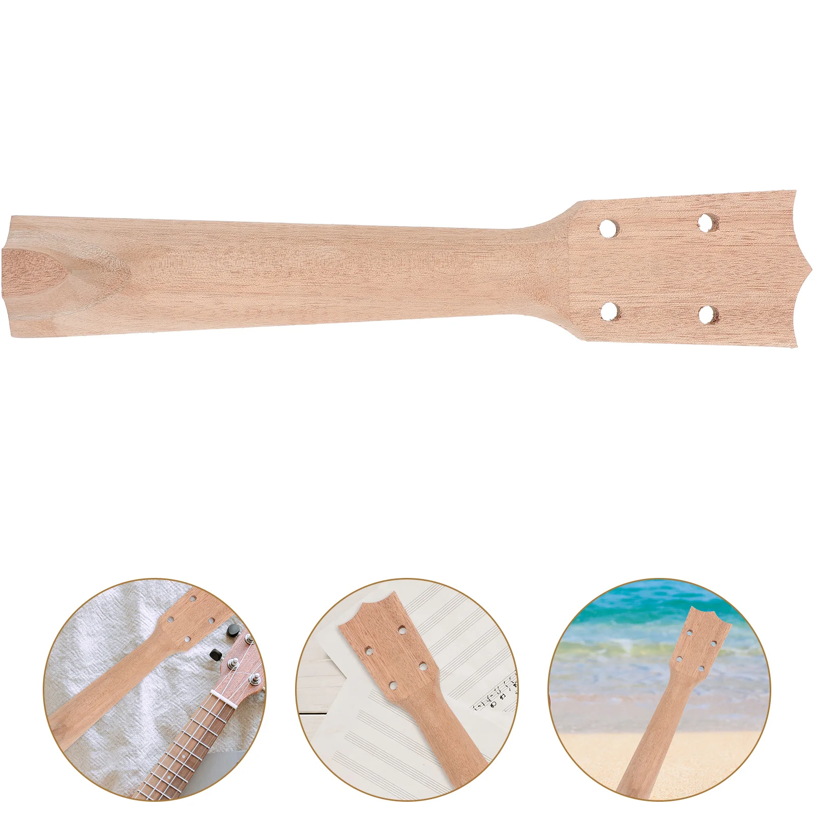 

Unfinished Wooden Diy Guitar Replacement Part Lightweight Natural Wood Durable Ukulele Neck Parts For Home Use Electric Guitar