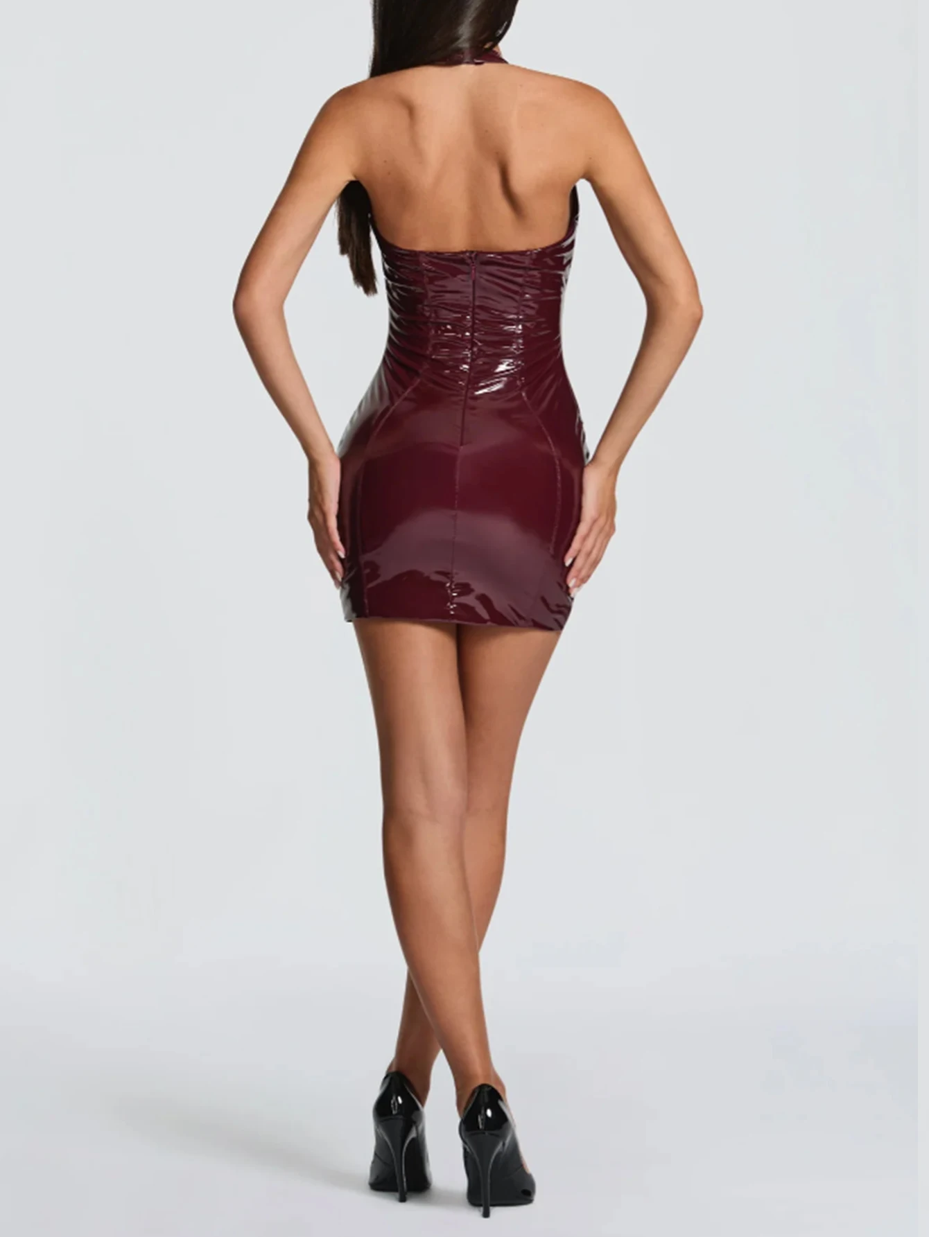 فستان UNITHORSE للسيدات من الجلد مبطن بالصوف الناعم لعيد الميلاد