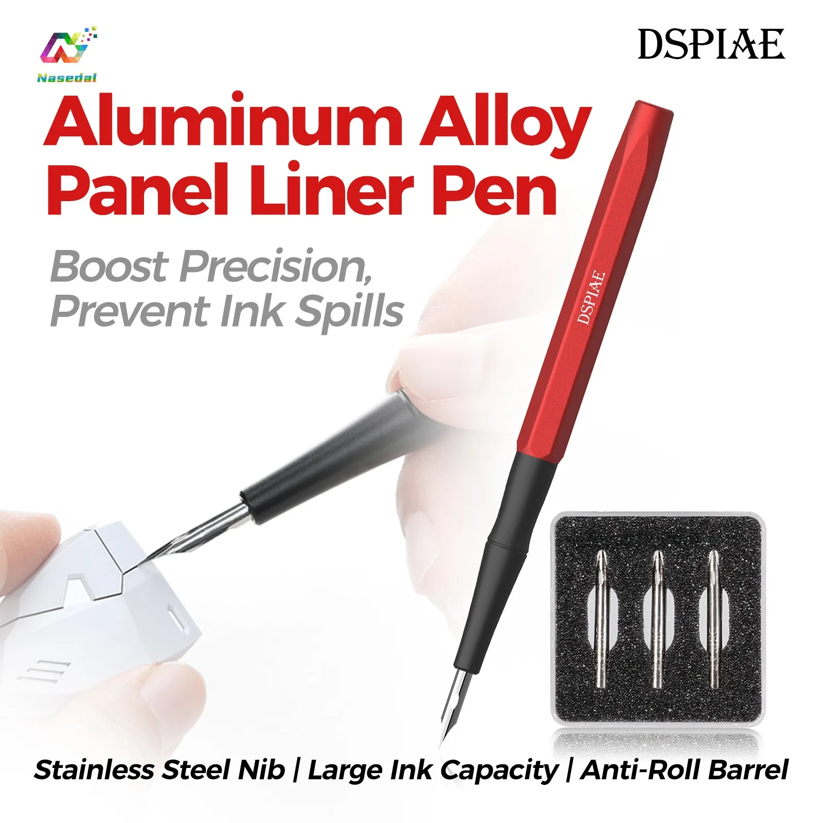DSPIAE AT-PL PRO Panel Line Pen for Gunpla Modeling Anti-scratch High-Capacity Ink Lock Ergonomic Aluminum Alloy Detailing Tools