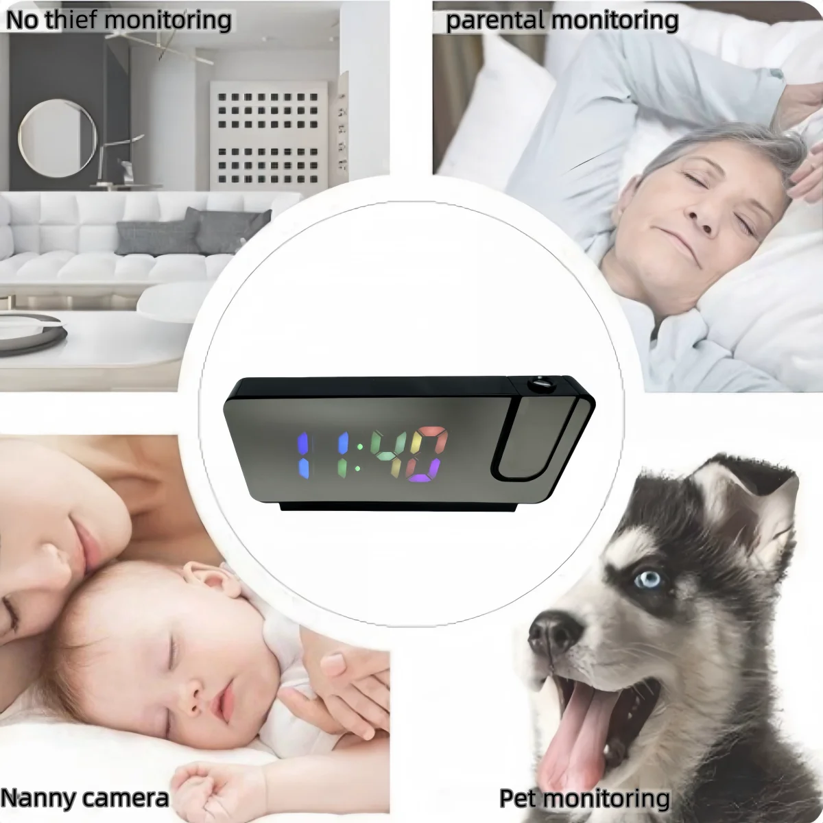 4K HD واي فاي كاميرا سرية صغيرة على مدار الساعة متعددة الوظائف الإسقاط المنبه كاميرا كشف الحركة تسجيل العرض عن بعد