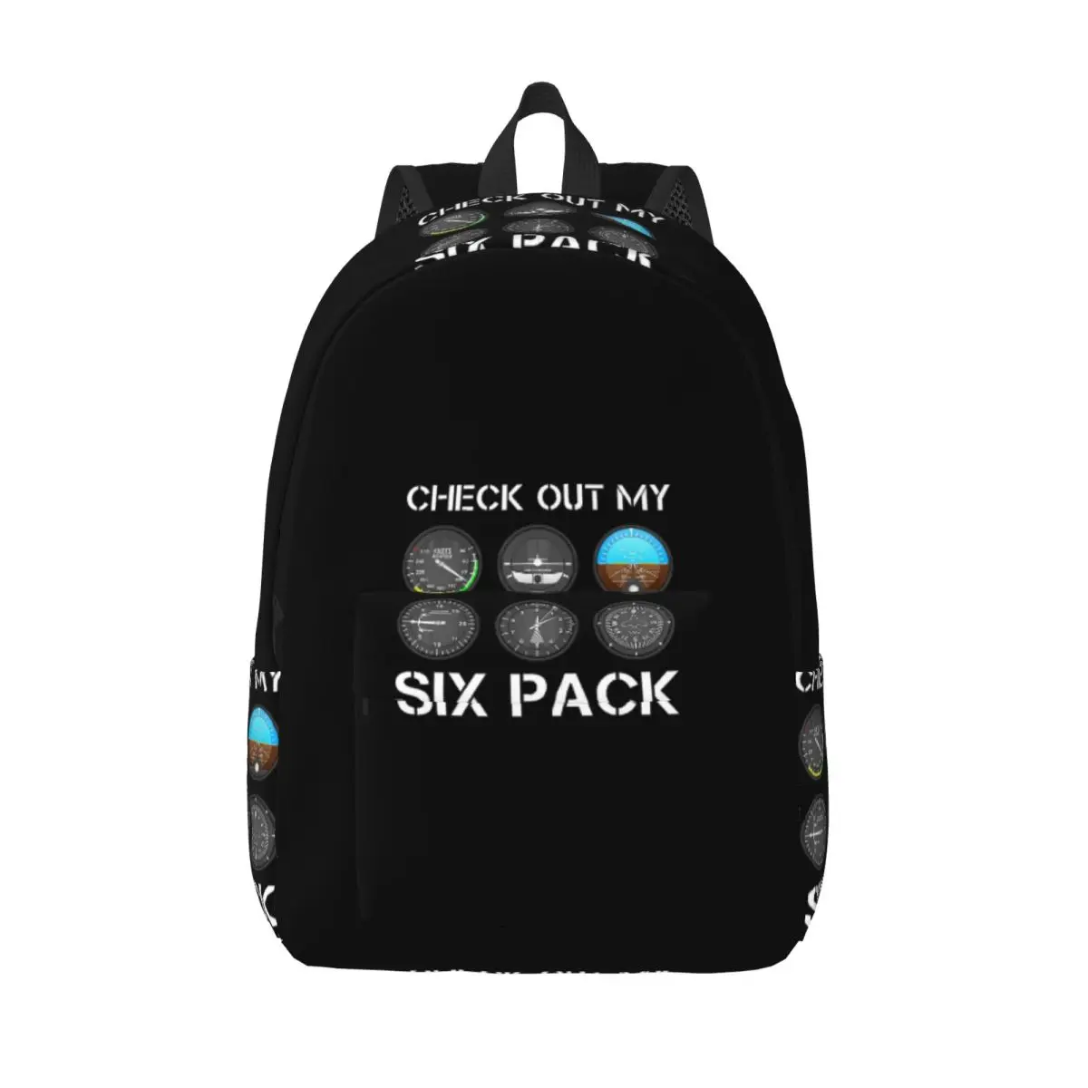 

Funny Pilot Top Airplane Six Pack Flight Instruments Student Backpack School Bag Hiking Travel Daypack Shoulder Bags
